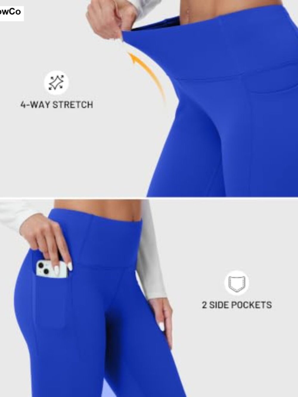 Fleece Lined Leggings High Waist Tummy Control Side Pockets Thermal - Picture 3 of 6